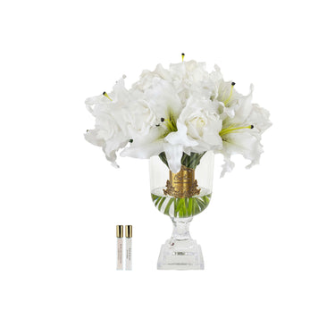 Versailles Roses & Lilies Bouquet - Gold Badge - Ivory White - VLR11 (Carton of 1)